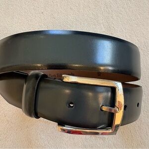 Allen Edmonds Dark Gray Smooth Leather Belt with Silver Buckle Sz 34